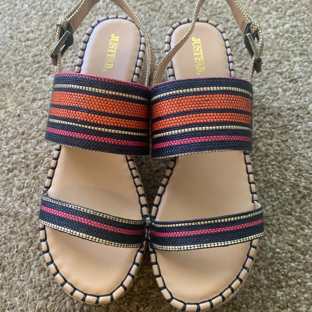 Multi-colored size 9 wedge sandals